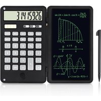 Calculatrice de Bureau avec 6"" Tablette d'écriture LCD Effaçable,Calculatrices de Base à 12 Chiffres Solaire Batterie Alimentation,Calculatrice de