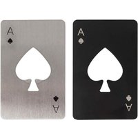 2 Pièces Ouvre-Bouteille De Poker, (Noir Et Argent)Ouvre-Bouteille En Acier Inoxydable, Adapté À La Taille Du Portefeuille Cadeau Pour Papa