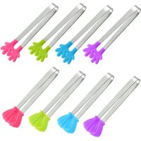 Lot De 8 Mini Pinces À Glaçons En Acier Inoxydable Avec Poignée Antidérapante En Silicone Pour Cuisine Langues, Dossier Alimentaire Et Pince À Glace