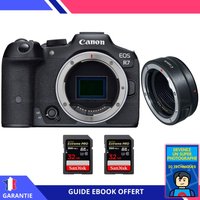 Canon EOS R7 + EF-EOS R + 2 SanDisk 32GB Extreme PRO UHS-II SDXC 300 MB/s + Ebook 'Devenez Un Super Photographe'