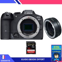 Canon EOS R7 + EF-EOS R + 1 SanDisk 32GB Extreme PRO UHS-II SDXC 300 MB/s + Ebook 'Devenez Un Super Photographe'