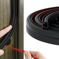 Joint d'étanchéité pour portes,6 m,en caoutchouc noir en forme de D,pour isolation du cadre de porte,insonorisation pour espace de 2,5 à 5,5 mm