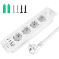 Multiprise Escamotable Avec 2 Ports Usb C, 4 Prises, 4000 W 16 A, Encastrable Pour Plan De Travail, Plateau De Table, Multiprise Avec 4 Prises Usb