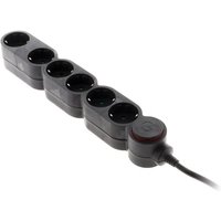 , Multiprise Schuko 6X16A Avec Interrupteur, Câble 1,5M, Noir, Puissance 3680W Sous 230V, Protection Enfants, Câblage Ho5Vv-F 3G1,5Mm², Idéal Pour