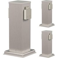 3 Pièces Colonne De Prises De Courant De Jardin Polly Pour L'Extérieur, Ip44, 2X, Acier Inoxydable, Inox, Carré, 27 Cm
