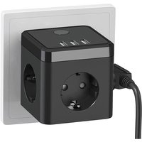 Cube De Prises, Cube De Prises Sans Câble, Adaptateur De Prise 6 En 1, Cube De Prises Avec 3 Usb Avec Interrupteur, Multiprise 3 Voies Sans Câble,