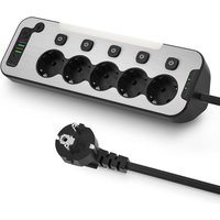Multiprise Avec Interrupteur Individuel, Prise Multiple Murale 5 Prises, Multiprise Electrique Bureau En Métal Avec Veilleuse, Bloc Prise Cuisine