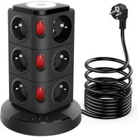Multiprise Avec Interrupteur, 16 En 1 Bloc Prise Multiprise Avec Dispositif De Protection Contre La Foudre Intégré Et Interface De Charge Rapide Usb