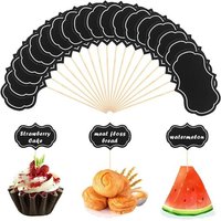 Lot De 48 Bâtonnets De Tableau Noir Pour Étiquettes Alimentaires Pour Buffets, Fromages, Cupcakes, Cure-Dents Vierges Pour Fêtes, Mariages,