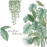 Autocollant Mural Feuille De Palmier, Autocollant Mural Plante Tropicale, Autocollant Mural Plante Verte, Autocollant Mural Amovible En Vinyle Pour