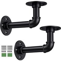 Support D'étagère Murale Rétro, 2pcs Supports De Tubes Industriels Vintage Avec Vis 15*8.5cm Pour Bibliothèque Meubles De Bricolage Suspendus Étagère