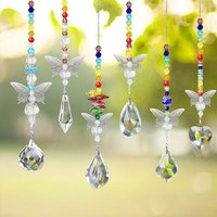 Lot De 6 Cristal Suncatcher Papillon Pendentif Suspendu Lustre Prisme Arc-En-Ciel Fabricant Ornement Pour Maison Jardin Décoration, Cadeaux, Fenêtre