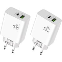 LETNERNY-Pr Usb C 30W Avec Port Usb-A - 2 Pces, Adaptateur Secteur, Chargeur Rapide Compatible Avec Iphone 16/15/14/13/12/11/Pro/ /Plus/Se/16E,