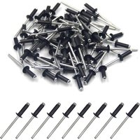 Lot de 100 rivets aveugles en aluminium à extrémité ouverte 4,8 x 10 mm (Noir)