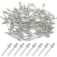 Lot de 100 rivets aveugles en aluminium 4 mm x 8 mm,rivets pop à extrémité ouverte (argenté)