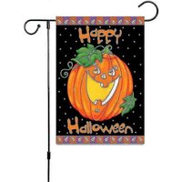 Drapeau de jardin d'Halloween, bannière en toile double face, motif citrouille, décoration de pelouse, bannière de jardin extérieure, Hallorange, 1
