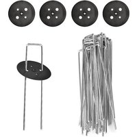 Letnerny-50 Pcs Piquets De Fixation De Toile De Paillage 6mm Piquet De Jardin Pelouse Agrafe Toile De Fixation Paillage En Acier Galvanisé Piquet De