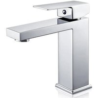 Mitigeur Lavabo Monocommande Chromé, Robinet Cascade Moderne 115mm pour Salle de Bain, Installation Facile.