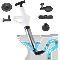 Déboucheur WC Puissant avec Manomètre, Pompe à Air et 4 Ventouses pour Toilettes, Lavabos, et Tuyaux Obstrués.