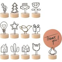 Pince Mémo, Memo Clip Support 13 Pièces Support Photo Pince Base En Bois Porte-Memo Clips Carte Note Table Support Pour Décoration De Mariage Fête