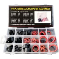 141 Pièces Rondelle en Caoutchouc et Joint Fibre,18 Tailles Joint Torique d'Étanchéité,Faucet Washer Assortment Kit,Anneau de Rondelle Plat pour