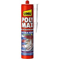 Polymax extra fort- Mastic/colle de fixation MSP pour coller,assembler et jointer,toutes surfaces,séchage rapide,sans solvants,blanc,cartouche 425 g