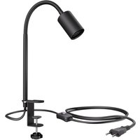 Lampe à pince,col de cygne LELE,interrupteur,noir mat,1x E27 max. 60W