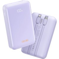 Portable Charger 20000mah With Built-In 2 Cables, 22.5w Fast Charging Battery, Led Display, Travel Battery For Ipad, Iphone, Samsung And More (Purple)