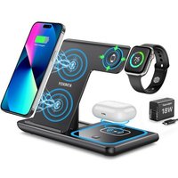 CLOUDDS-Chargeur À Induction,Station De Charge Portable Pliable 3-En-1,Chargeur Sans Fil Rapide Pour Iphone 16/15/14/13/12/11 Series,Iwatch