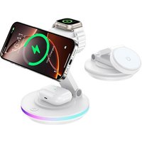 Mag Safe 3 In 1 Charger For Apple Watch And Iphone, Foldable Rotating Charging Stand With Light Adjustment, Wireless Charging Stand For Iphone