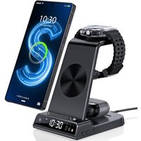 Wireless Induction Charger For Samsung Galaxy S25 Ultra, Wireless Charger With Digital Clock For Samsung Galaxy Watch 7/Ultra/6/5, Wireless Charger