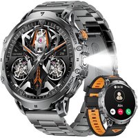 Montre Connectée Homme,1.85"" Hd Grand Écran/1000 Mah Batterie/Led Lampe Pour Android Ios, Smartwatch Homme Avec Appel Bluetooth, 24/7 Fréquence