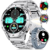 Montre Connectée Homme, 1.43'' Smartwatch Homme Avec Appel Bluetooth/Led Lampe/530 Mah Batterie/110+ Modes Sportifs, 24/7 Moniteur De Fréquence