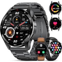 Montre Connectée Homme Avec Appel Bluetooth,1.43"" Amoled Montre Connectée,100+Modes Sportifs,3 Bracelets, Fréquence Cardiaque Moniteur Sommeil,