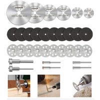 Mini Disques à Tronçonner, 10pcs Disque Diamant à Tronçonner, 10pcs Disque de Coupe en Résine, 6pcs Lame de Scie Circulaire HSS avec Tige 1/8"" pour