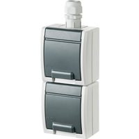 Prise Électrique - Elektro-Plast 1252-65 - Double Prise Schuko - Ip65 - Encastrée - Blanc