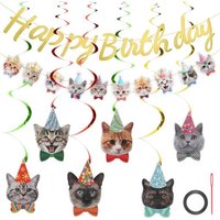Letnerny-Décoration D'anniversaire Pour Chat Avec 10 Bannières De Fête De Chat, Décoration D'anniversaire Pour Chat, Décoration D'anniversaire Pour