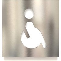 LETNERNY-Enseigne De Wc En Acier Inox ¿ Autoadhésif Et Facile À Nettoyer ¿ Signe De Toilette Design ¿ Utilisateur De Fauteuil Roulant ¿ B.01.E