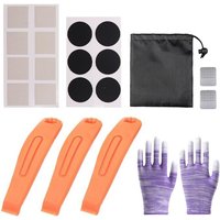 LETNERNY-Kit De Réparation Pneus De Vélo, Kit Reparation Pneu Rustine Vélo ¿14 Sans Colle Rustine ¿ Sac De Rangement Portable Et 3 Levier De Pneu