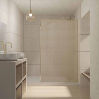 Paroi de douche 140x200cm - Verre feuilleté avec tissu doré - Encadrement Or Brossé - COUTURE