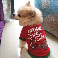 Vêtements De Noël Imprimé Coton (M) T-Shirt Vêtements Rouges Vêtements D'hiver Vêtements D'extérieur Nouveau Petit Chien Chat Chiot