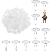 Lot de 30 Crochets Autocollants en PVC avec Boucles métalliques,2 cm de diamètre,Crochets Transparents pour Plafond et Mur-Installation Facile,sans