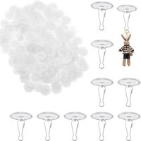 Lot de 50 crochets autocollants en PVC avec boucles métalliques,3 cm de diamètre,crochets transparents pour plafond et mur-Installation facile,sans