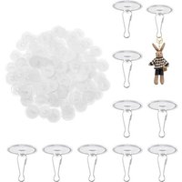 Lot de 30 Crochets Autocollants en PVC avec Boucles métalliques,3 cm de diamètre,Crochets Transparents pour Plafond et Mur-Installation Facile,sans