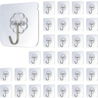Lot de 32 crochets autocollants transparents-Crochets adhésifs extra solides,grande capacité de charge-Crochets adhésifs rotatifs à 180 ° pour