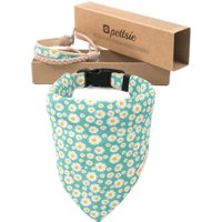 Pettsie Dog Bandana Collar, Friendship Bracelet Matching Owner Gift Set, 3 Sizes Easy To Adjust, Soft Hemp, Solid D Ring For Leash, Medium, Green