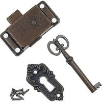 Serrure de porte d'armoire vintage de style ancien avec clé ¿ Sécurité élégante pour meubles et décoration