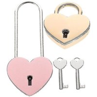 Lot de 2 cadenas en forme de coeur ¿ Cadenas mignons et durables pour bijoux, bagages, sacs à main et agendas ¿ Sécurité portable avec clés