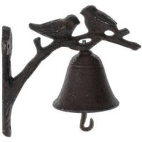 Cloche de porte rustique en fonte avec oiseaux amoureux