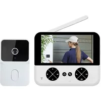 Sonnette vidéo sans fil avec écran IPS 4,3"", sans abonnement, longue durée de vie de la batterie, vision nocturne, audio bidirectionnel,